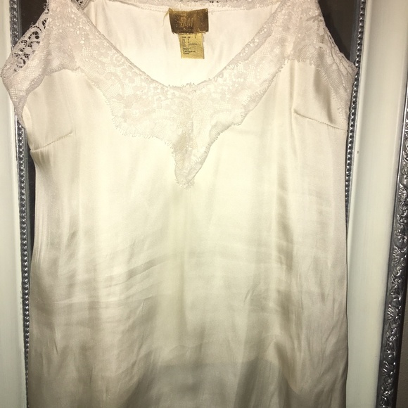 White/Cream, Silky, Laced, Small Tank Top - Picture 1 of 5